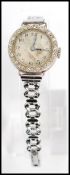 A vintage 20th century ladies 18ct white gold marcasite diamond ladies wrist watch, fitted with a