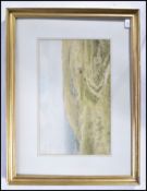 Ruth Dollman ( 1905-1928 ) watercolour painting in glazed gilt frame of a man on horse back with his