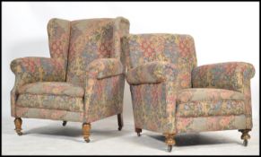 A pair of Victorian Chesterfield armchairs. Matchi