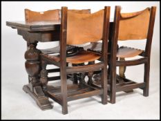 A mid century Jacobean revival oak extending refec