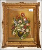 A. De Angelis.  Early 19th century still life flowers oil painting set within a gilt frame and