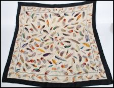 A vintage Hermes of Paris silk scarf, Plumes par Henri de Linares, multi-coloured feather design,