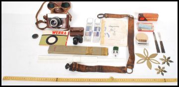 A dealers lot to include vintage leather scout bad