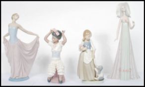 A collection of Lladro (3) to include model No's 5160 girl seated on stool, tall lady in flowing