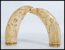 Two late 18th century / early 19th century Georgian  believed North American scrimshaw whales