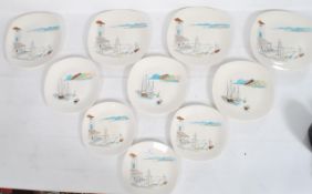 A group of vintage 20th century Midwinter Stylecraft fashion shape Cannes plates of varying size.