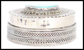 A vintage 20th century Kazakhstan silver gilt and Turquoise snuff box from Russian central Asia of