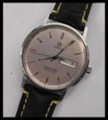 A vintage 20th century Omega Seamaster quartz movement wrist watch having a silvered dial with baton