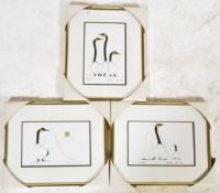 Benjamin Chee Chee. A group of three framed and glazed prints depicting Canadian geese being signed.