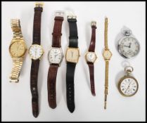 A good group of vintage pocket watches and watches to include Smiths Empire, Continental pocket