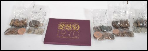 A collection of vintage pre decimal coins dating from the 19th century along with a 1970's