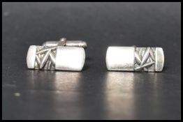 A pair of 925 silver cufflinks with bamboo design. Marked 925
