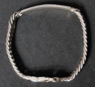 A hallmarked 925 Italian silver curb chain signet bracelet with substantial lobster clasp and
