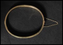 A 925 silver vermeil bohemian garnet bracelet bangle having an Art deco style clip clasp and