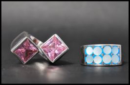 Two hallmarked 925 silver dress rings one hallmarked Sheffield the other Birmingham. Total weight