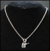 A hallmarked 925 silver chain pendant necklace having a toggle clasp. Measures 16 inches. Weight