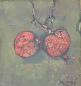 Milovan Stanic ( 1929 - 1989 ) 1965 Mid century oil on canvas painting study of pomegranate being