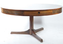 A mid century retro Robert Heritage for Archie Shine large drum shaped dining table. The round top