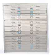 A large 20th century Industrial architects  metal rare 3 section tall plan chest of drawers.