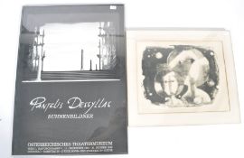 An unusual lithograph print of Madonna and child, out of space - UFO era design being signed in