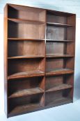 A large and impressive vintage 20th century Industrial solid mahogany sorting office / shelving desk