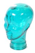 A 20th century art deco style moulded pressed glass phrenology type head - shop display stand /