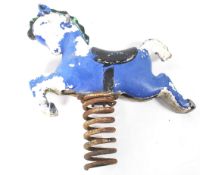 A mid 20th century playground - fairground carousel style ride sprung cast metal rocking horse, grip