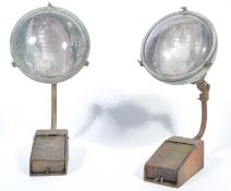 An exceptional pair of early 20th century French Industrial large wall mounted street lights from