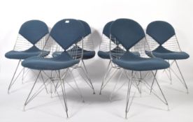 A set of believed original Charles and Ray Eames for Vitra ' Wire ' / ' DKR ' dining chairs. The