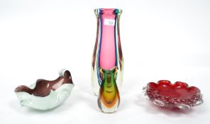 A retro Murano Sommerso cased vase of multiple colours and of tall lozenge tapering form together