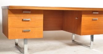 A retro mid century teak wood and chrome large twi