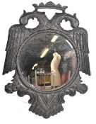 A large 20th century ebonised cast resin wall mirror in the form of the Russian Federation coat of