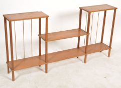 A mid century Danish influence teak wood drop centre open window bookcase cabinet / open media