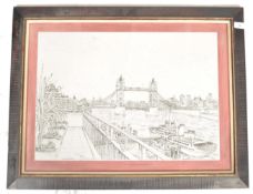 A framed and glazed limited edition print picture  ( 2 / 100 ) of Tower Bridge London by artist