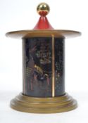 A vintage mid 20th century desktop cigarette dispenser / holder having black cloisonne, gilt and