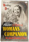 A vintage mid century pressed tin / metal advertising sign for Woman's Companion magazine. Further