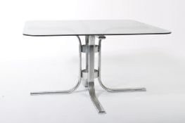 A 20th century chrome and smoke glass coffee table