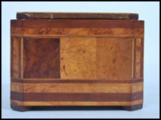 A 19th century VIctorian small walnut and sample wood marquetry tea caddy,  of octagonal form, the