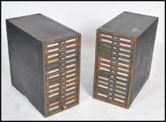 A pair of mid century Industrial black metal filin