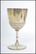 A group of three silver plated 19th century Victorian goblet trophies to include Trinity College