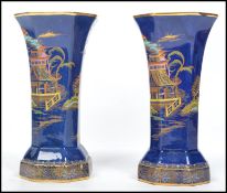 A pair of Carlton Ware vases in the Mikado pattern