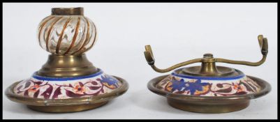 An unusual 19th century Indian / Islamic calligraphy inkwell and knife rest having a painted