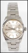 A vintage 20th century 1960's Rolex Oyster Perpetual Date wrist watch set to a stainless steel