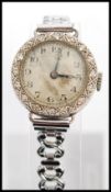 A vintage 20th century ladies 18ct white gold marcasite diamond ladies wrist watch, fitted with a