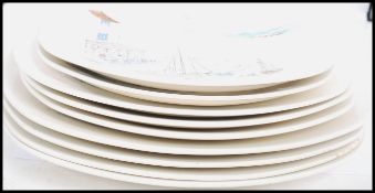 A group of vintage 20th century Midwinter Stylecraft fashion shape Cannes plates of varying size.