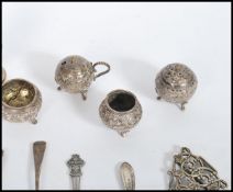 A collection of hallmarked silver and silver plated items to include a silver hallmarked Victorian