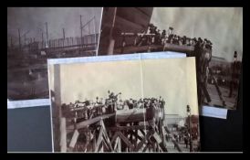 Royal Navy. WWI & WWII. Very large original photos (3) of the launch of HMS Hawkins in 1917 with a