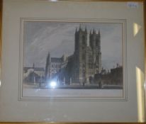 A group of six framed and glazed 19th century style architectural etchings / plates of famous