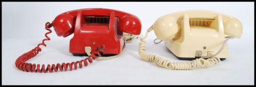 2 1970's 20th century retro ring dial BT phones - telephones.  onein cream colourway the other being