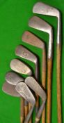 9x various irons to incl 4 x mashie and mashie niblicks, 3x smf et al - makers incl Winton 